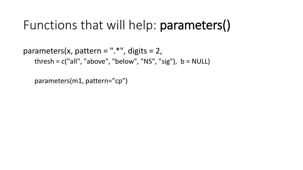 functions that will help parameters