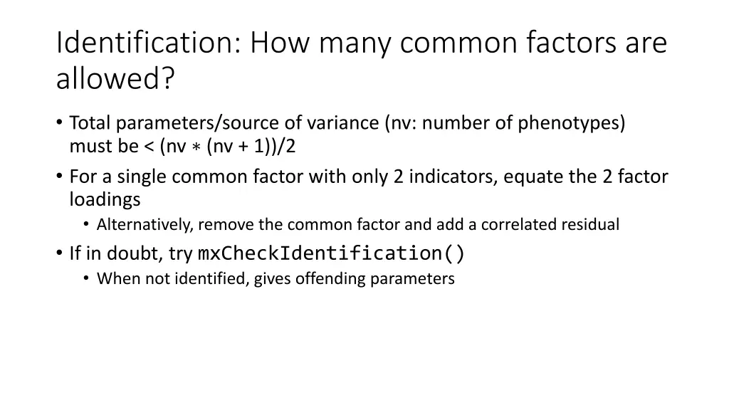 identification how many common factors are allowed