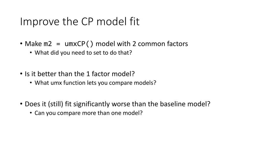 improve the cp model fit