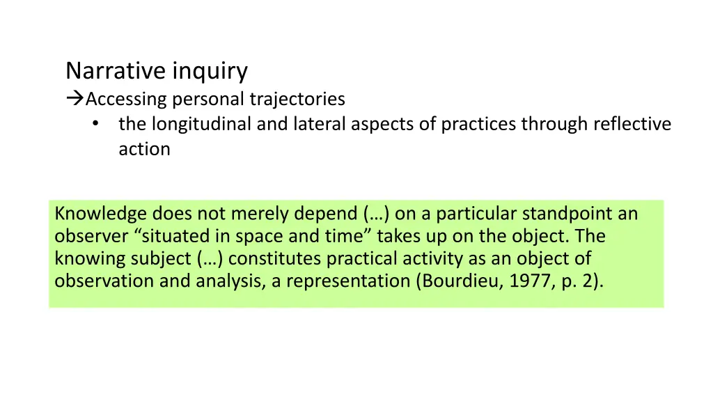 narrative inquiry accessing personal trajectories