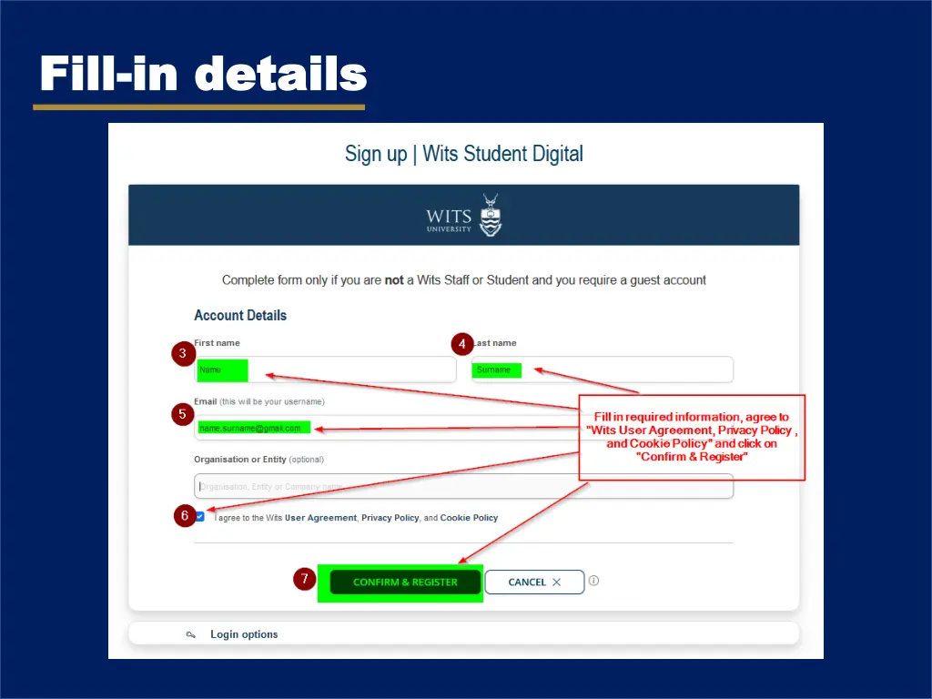fill fill in details in details 1