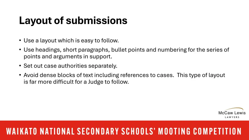 layout of submissions