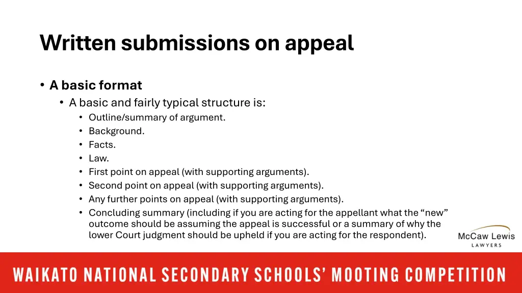 written submissions on appeal 1