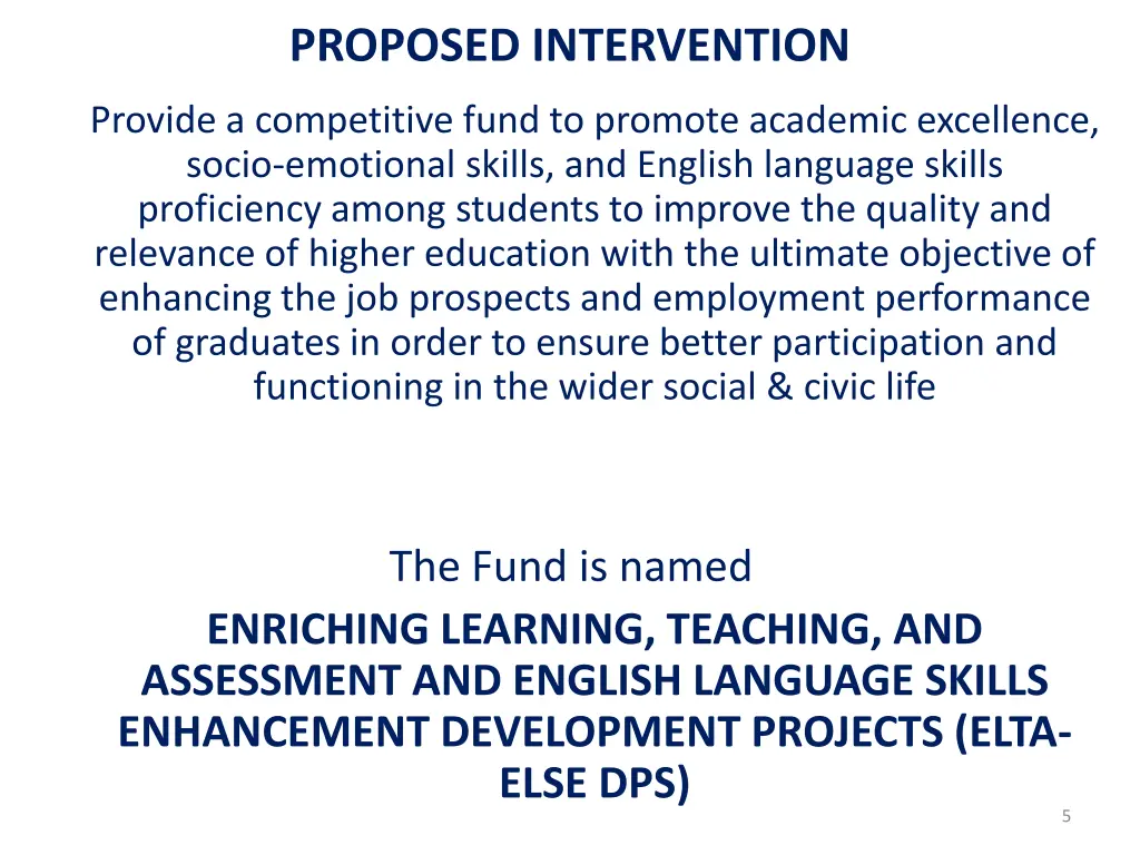 proposed intervention