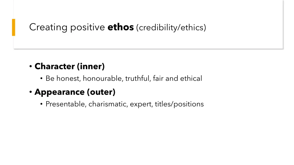 creating positive ethos credibility ethics