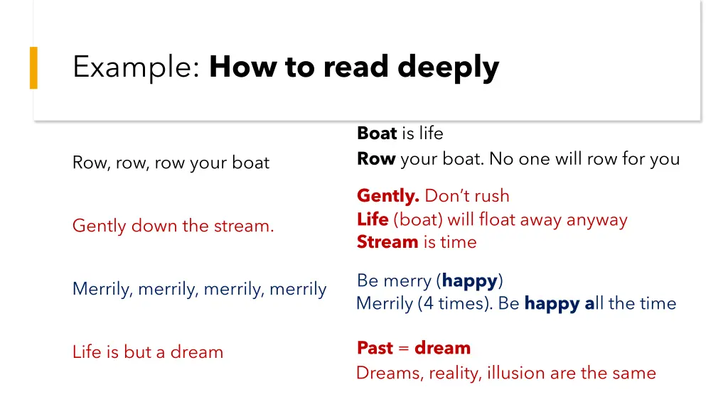 example how to read deeply