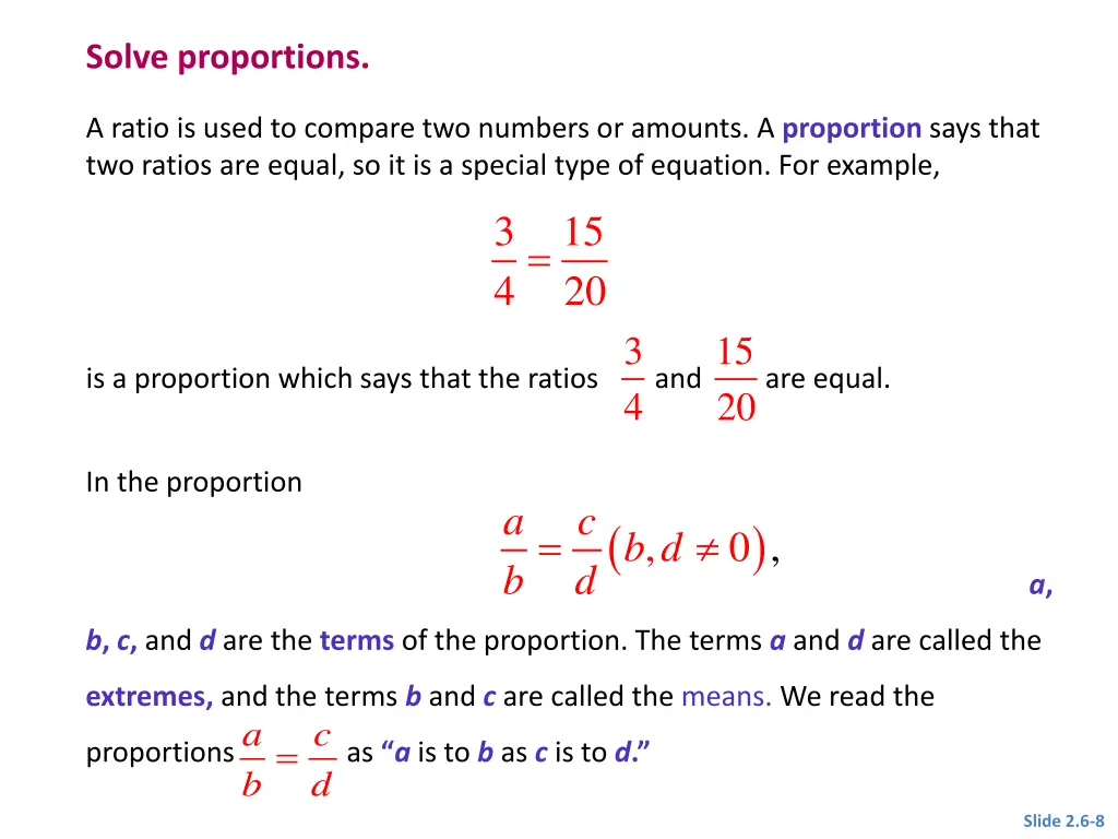 solve proportions