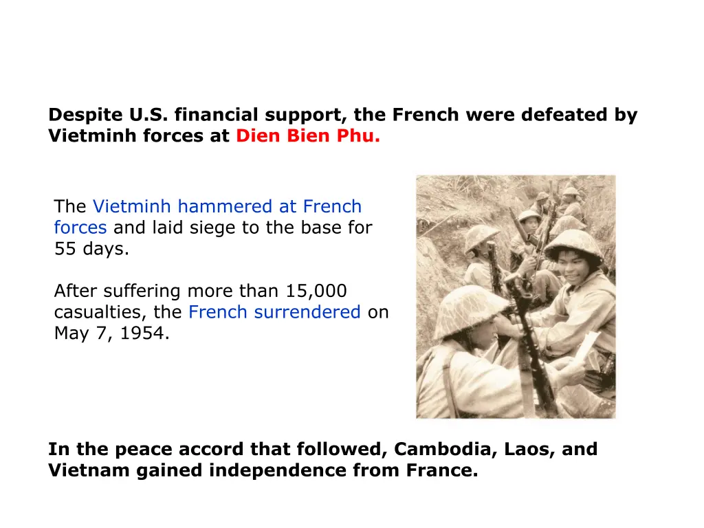 despite u s financial support the french were