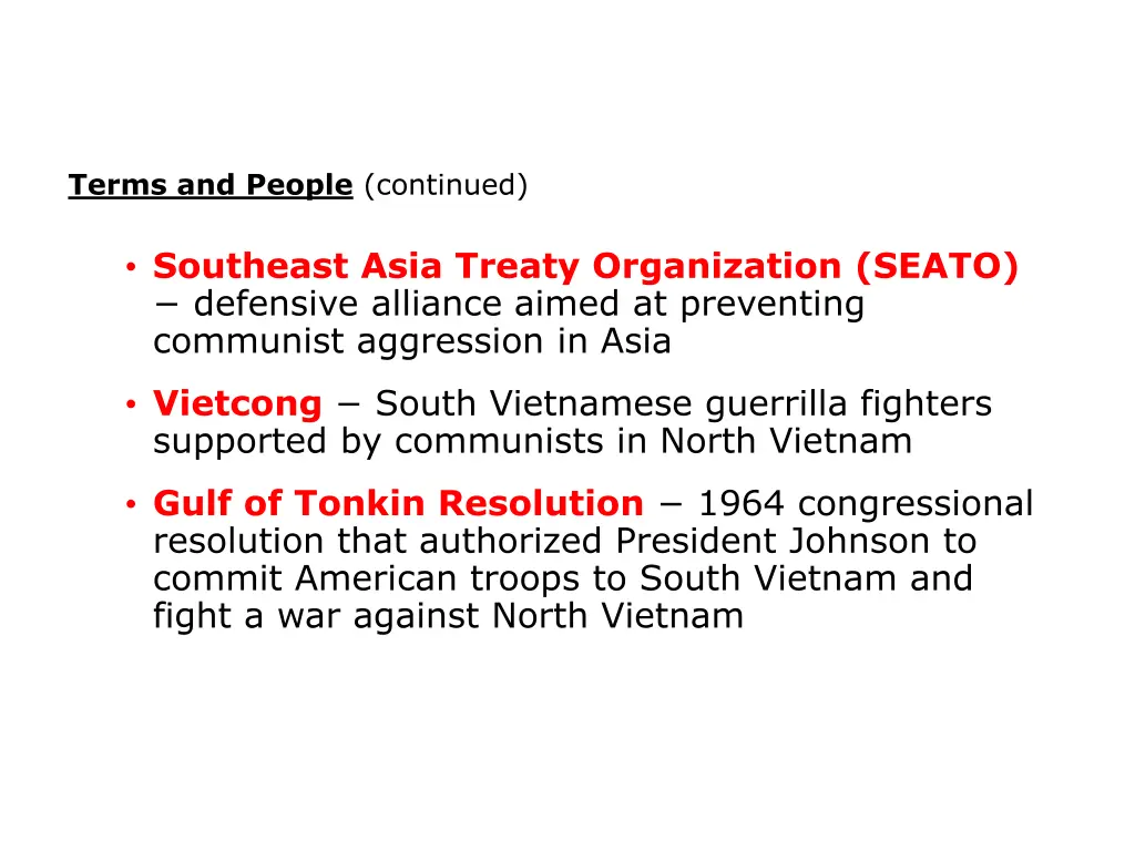 terms and people continued