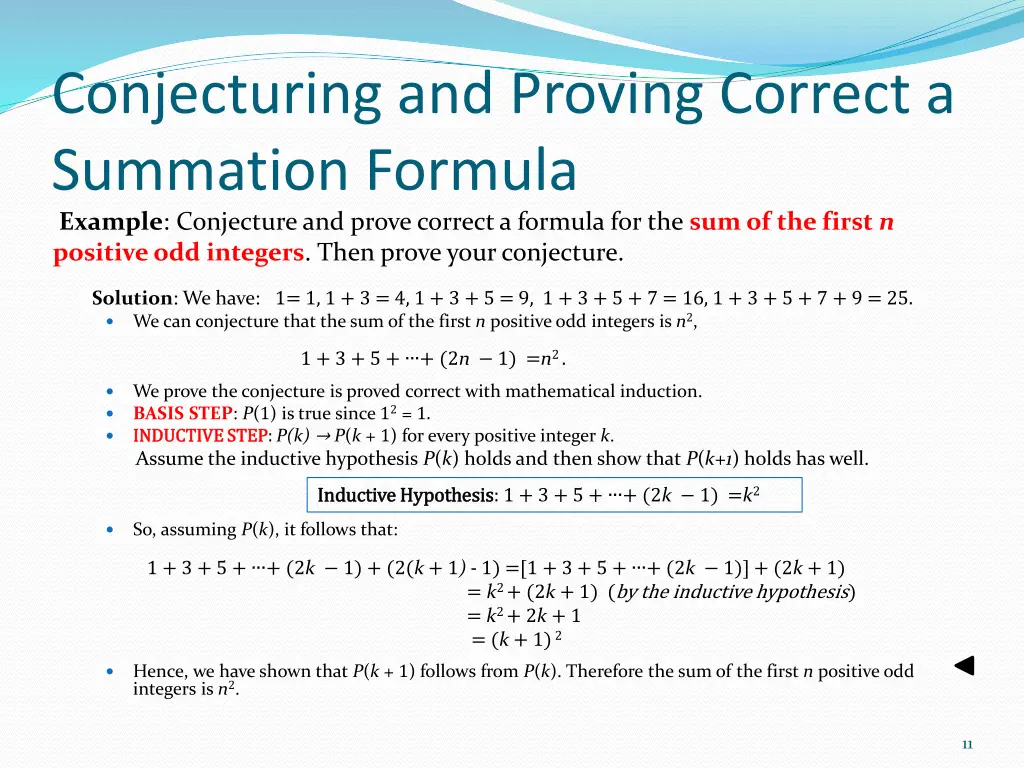 conjecturing and proving correct a summation
