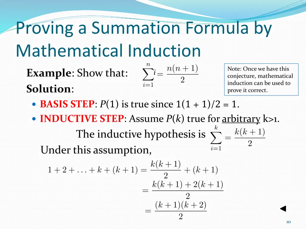 proving a summation formula by mathematical