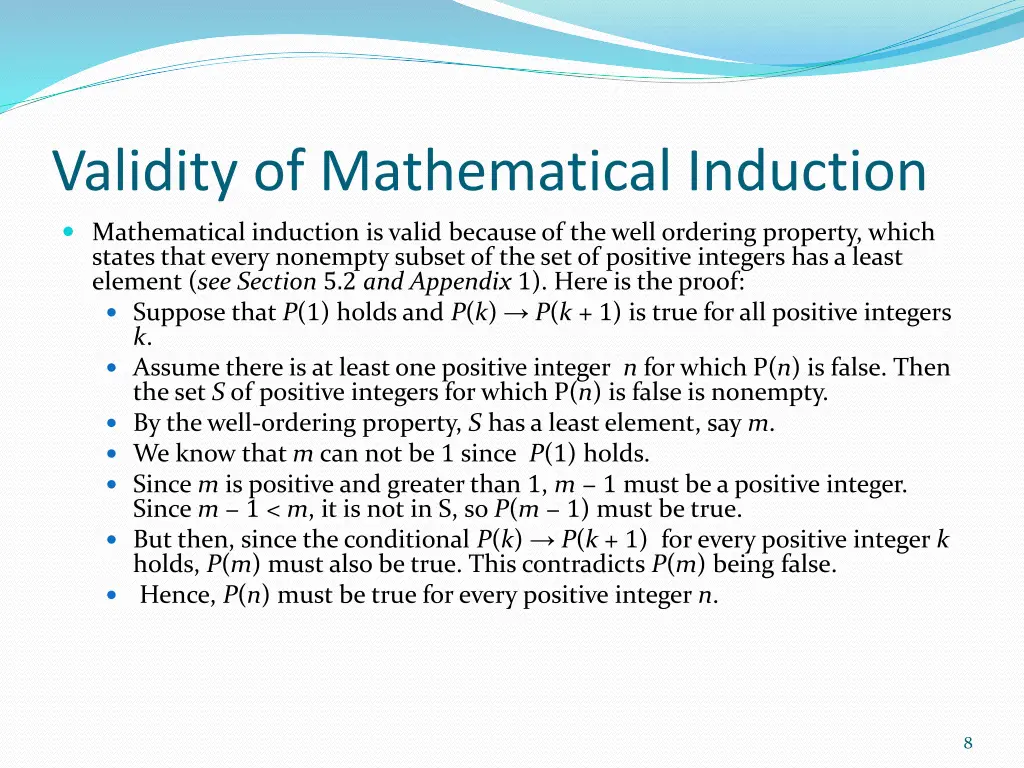 validity of mathematical induction
