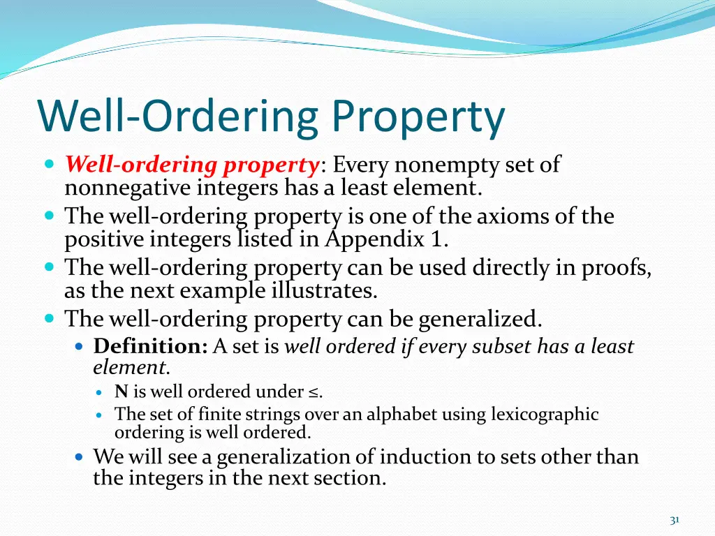 well ordering property well ordering property