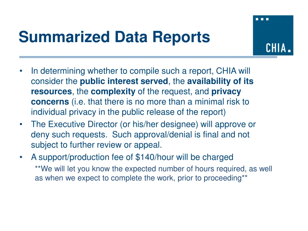 summarized data reports 1