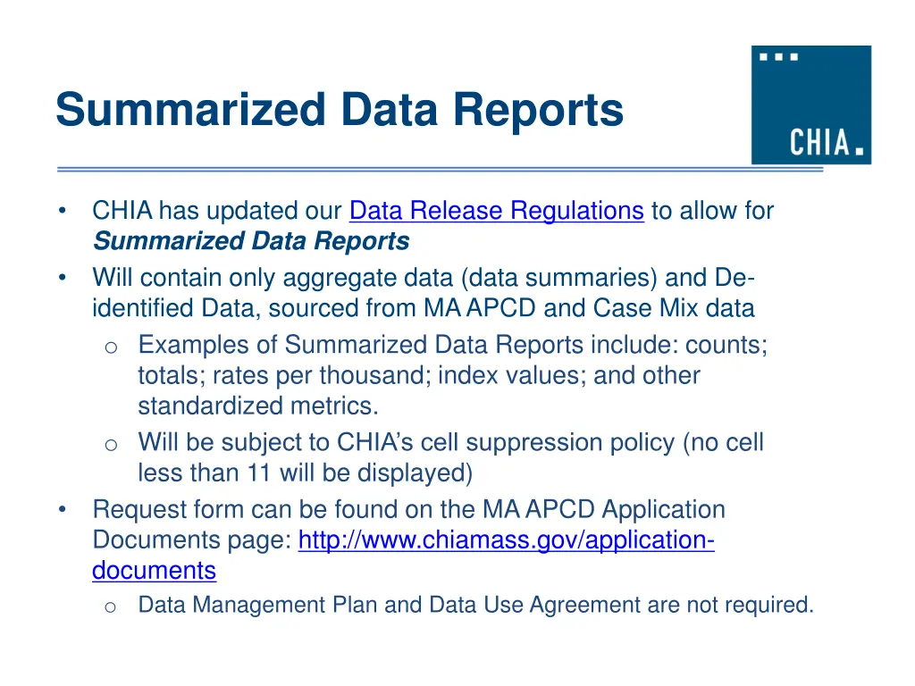 summarized data reports