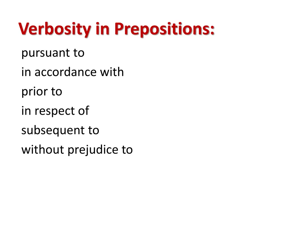 verbosity in prepositions