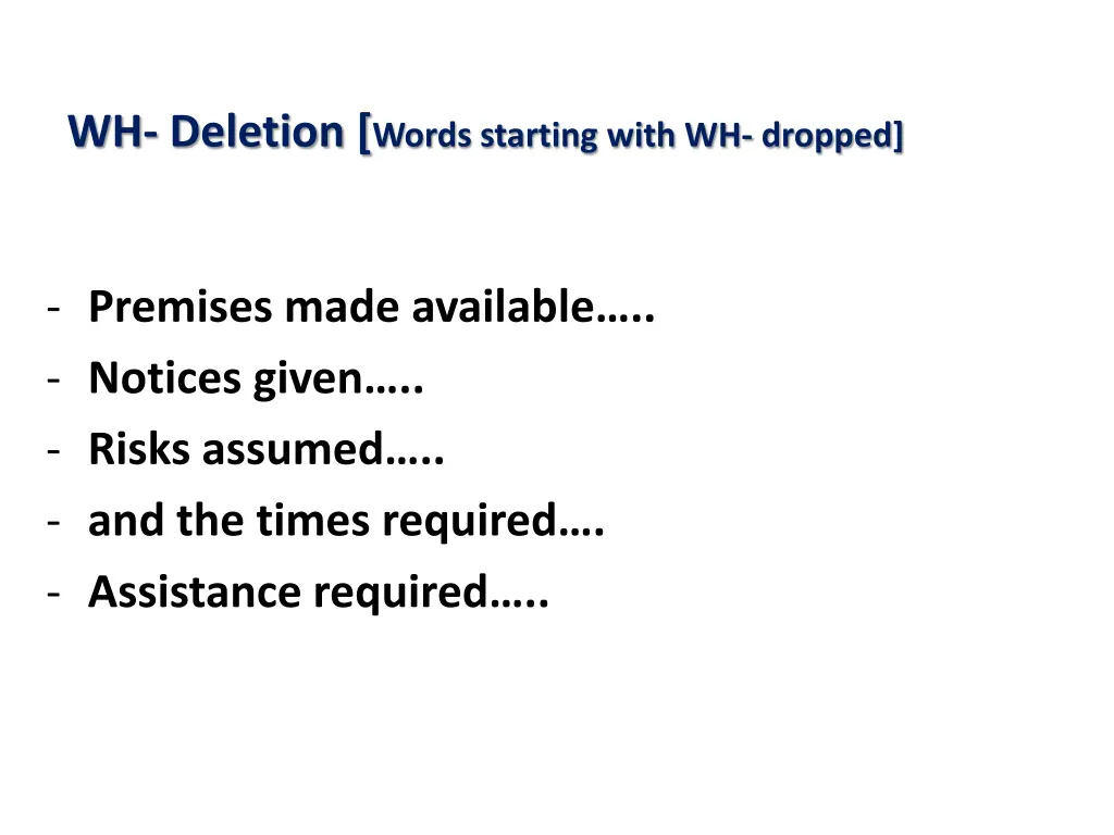 wh deletion words starting with wh dropped