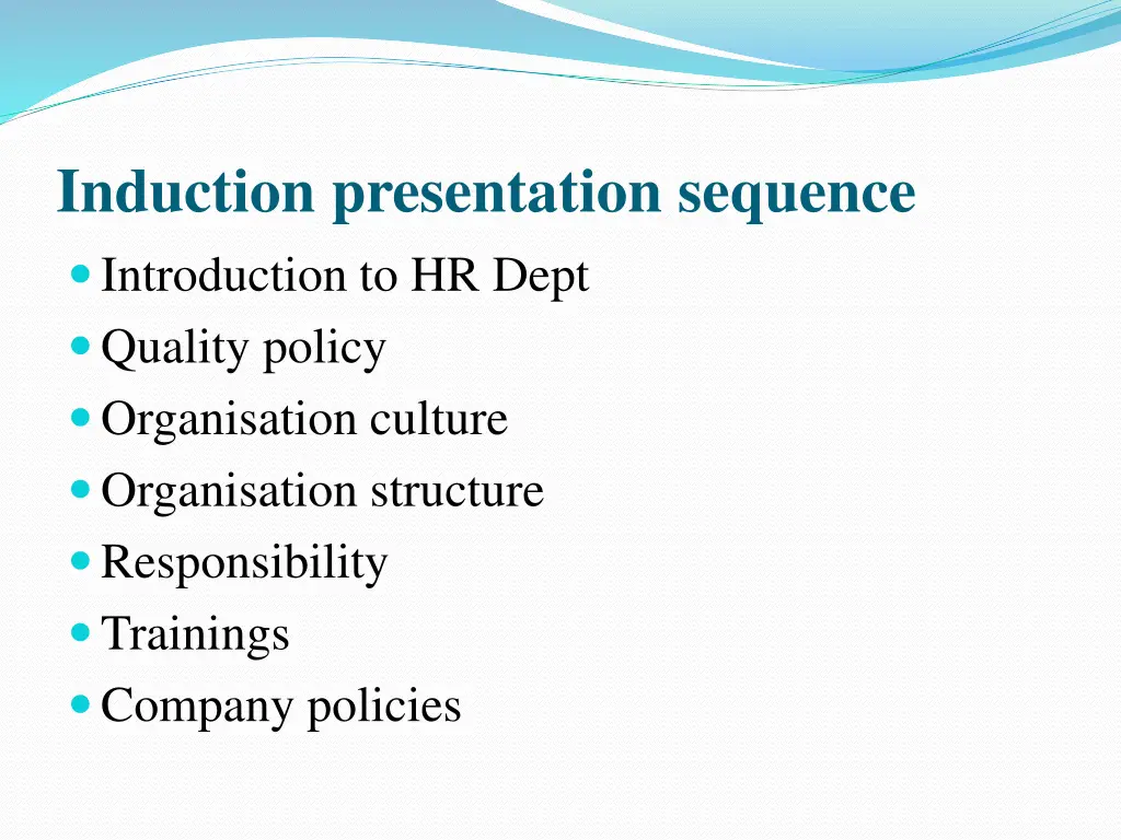 induction presentation sequence introduction