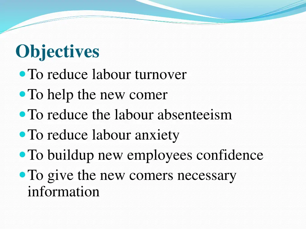 objectives to reduce labour turnover to help
