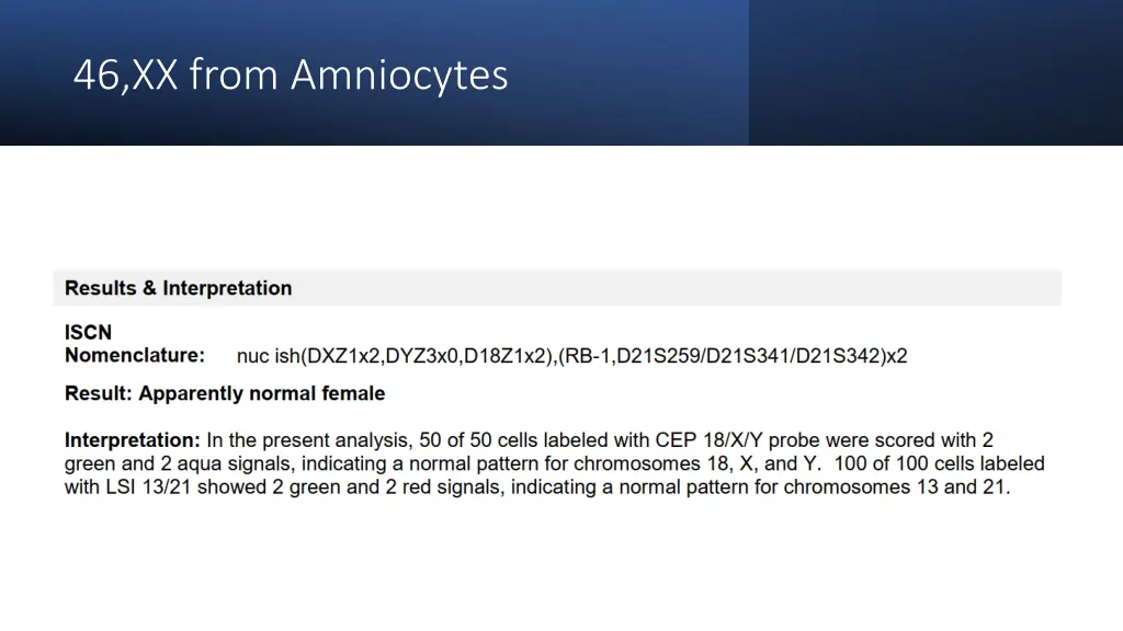 46 xx from amniocytes