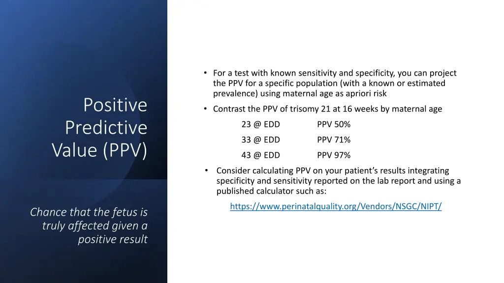 for a test with known sensitivity and specificity