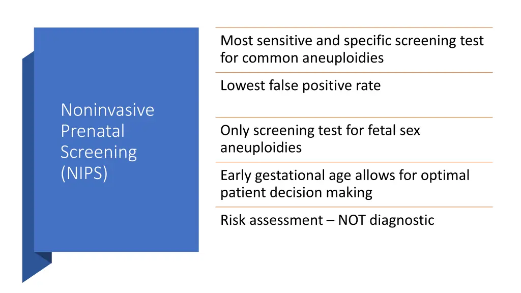 most sensitive and specific screening test