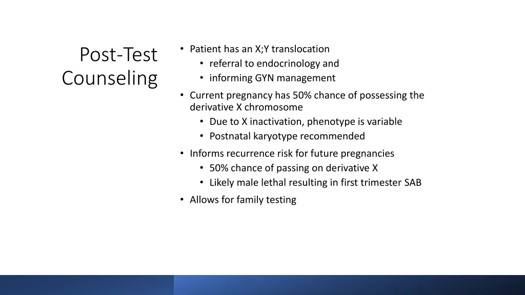 patient has an x y translocation referral