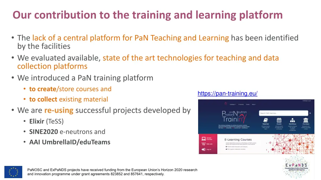 our contribution to the training and learning