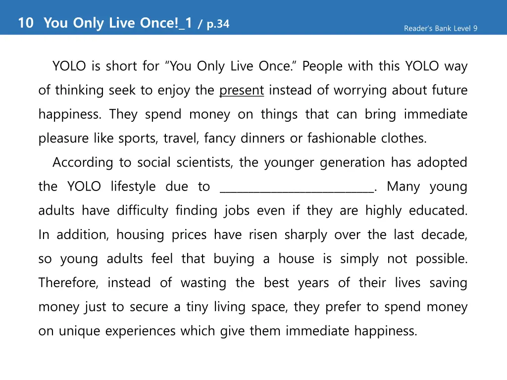 10 you only live once 1 p 34