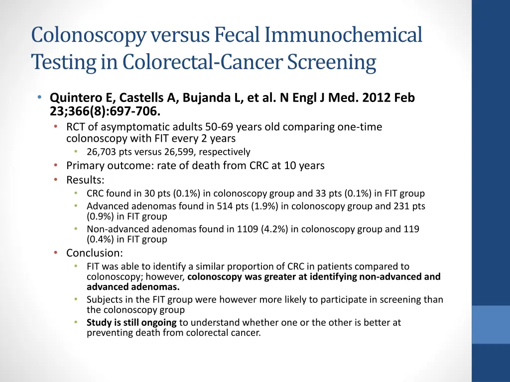 colonoscopy versus fecal immunochemical testing