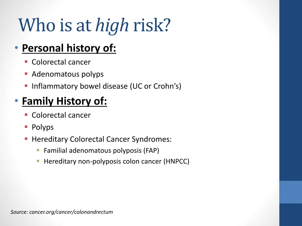who is at high risk personal history