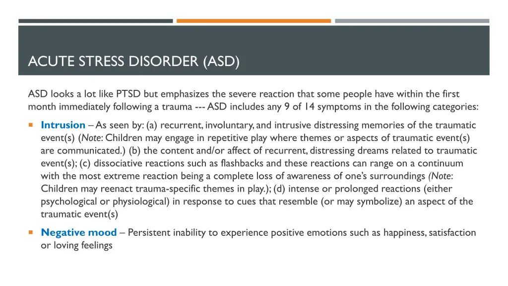 acute stress disorder asd