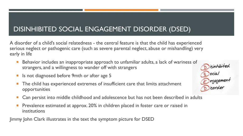 disinhibited social engagement disorder dsed