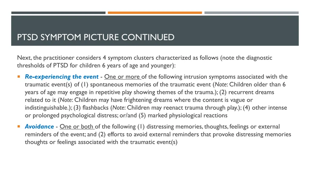 ptsd symptom picture continued