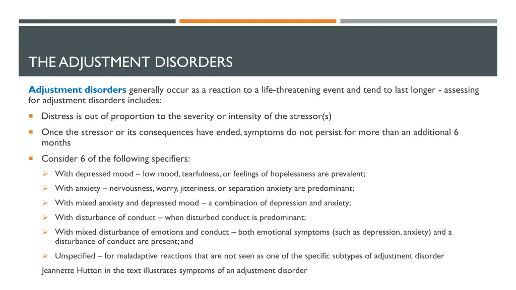 the adjustment disorders