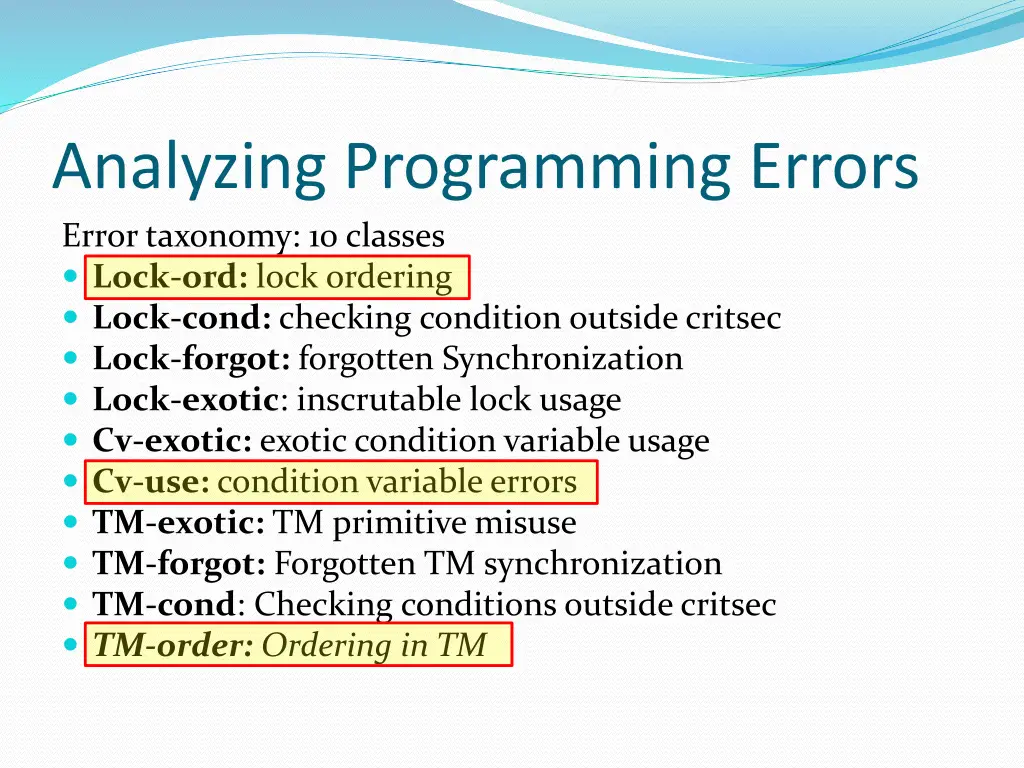 analyzing programming errors error taxonomy