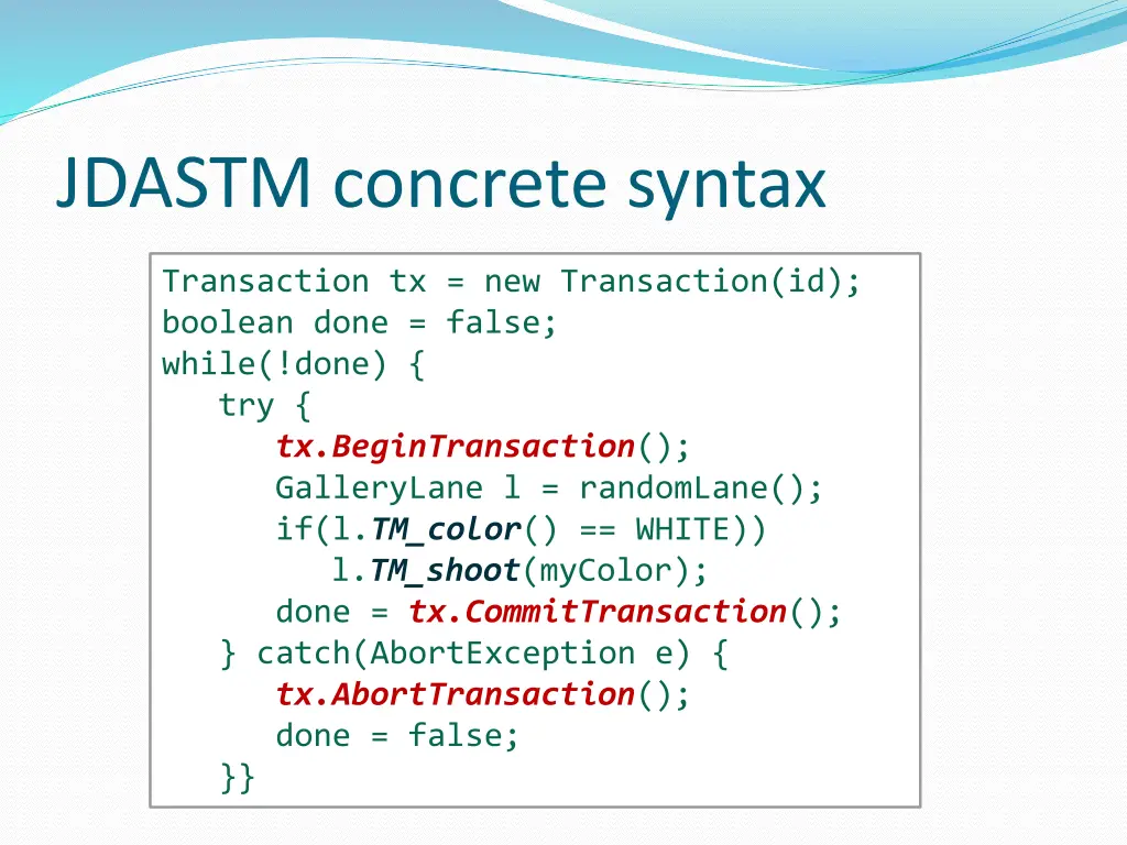 jdastm concrete syntax