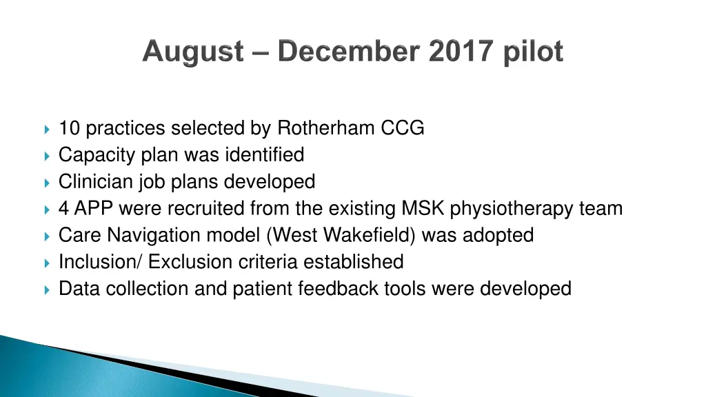 10 practices selected by rotherham ccg capacity