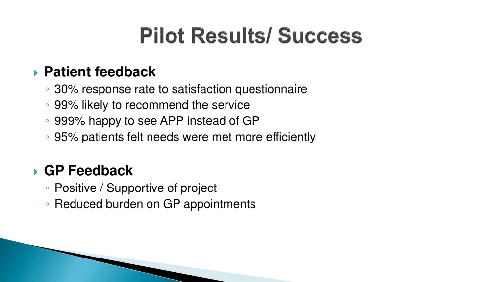 patient feedback 30 response rate to satisfaction