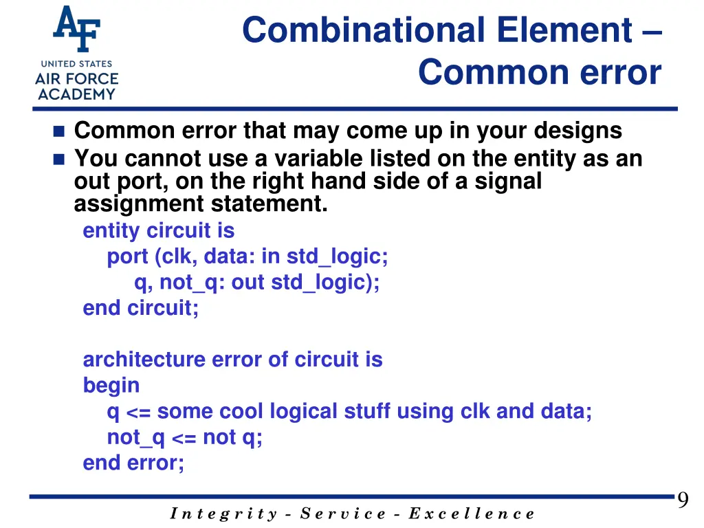 combinational element common error