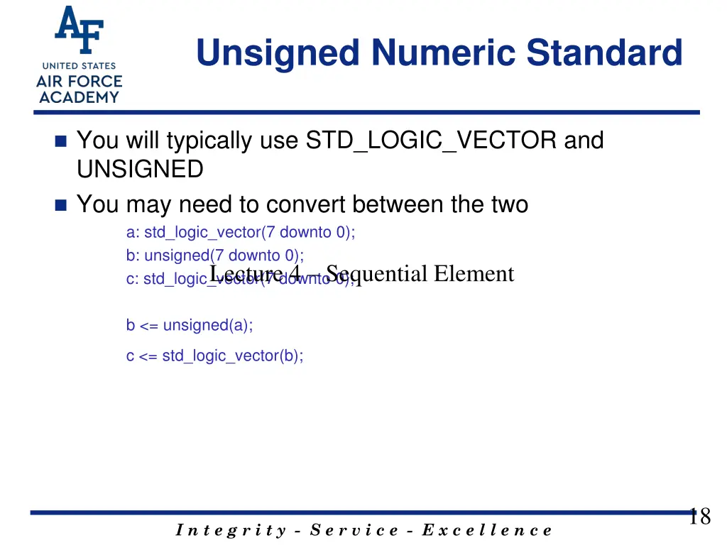 unsigned numeric standard 6