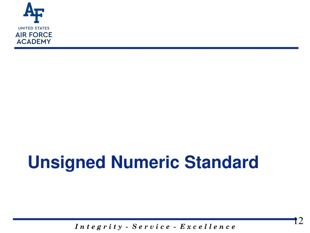 unsigned numeric standard
