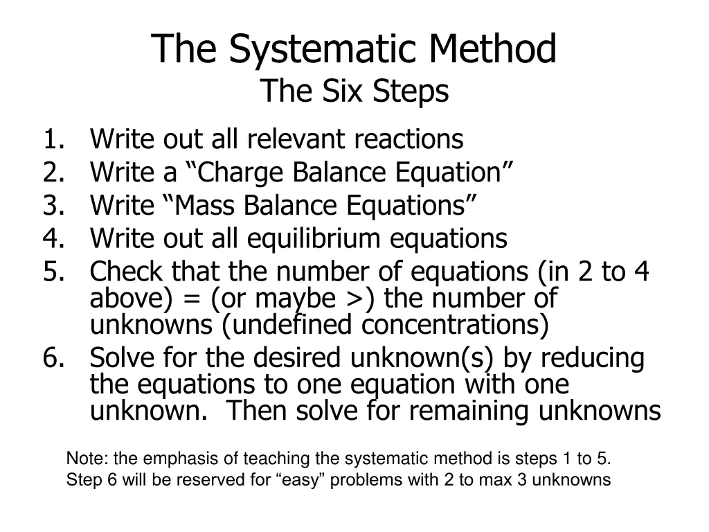 the systematic method the six steps 1 write