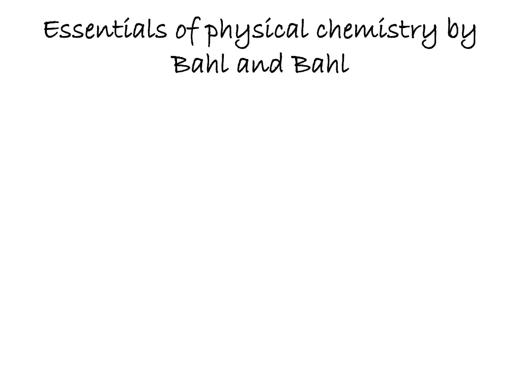 essentials of physical chemistry by essentials