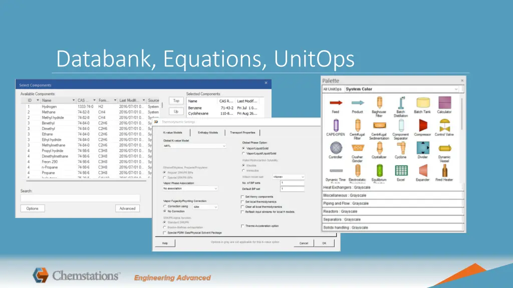 databank equations unitops