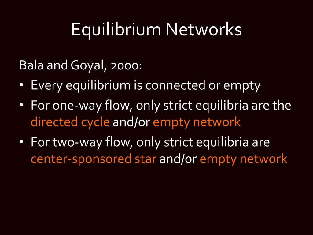 equilibrium networks