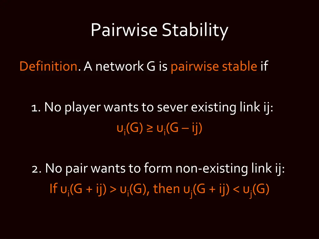 pairwise stability