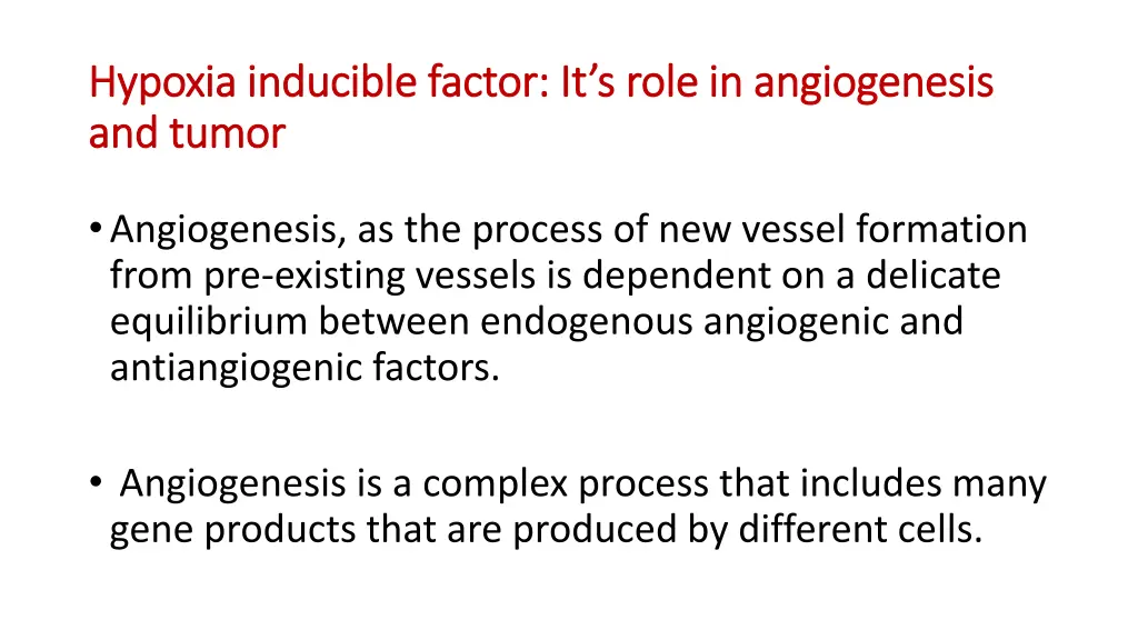 hypoxia inducible factor it s role