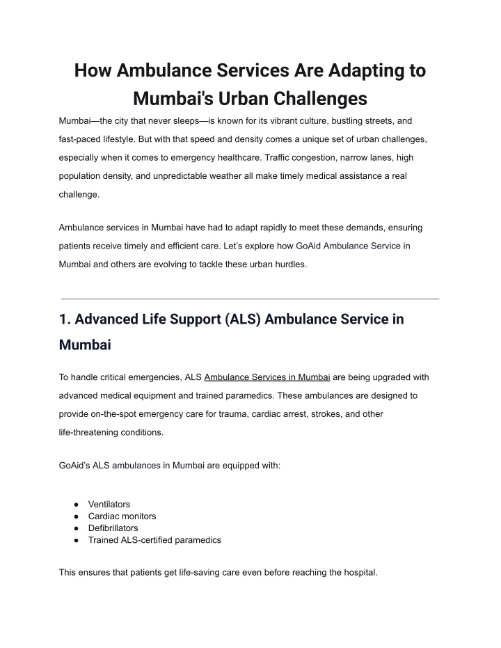 how ambulance services are adapting to mumbai