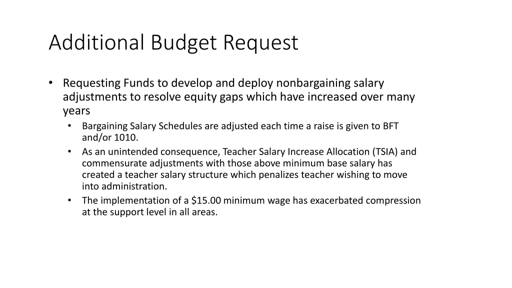 additional budget request